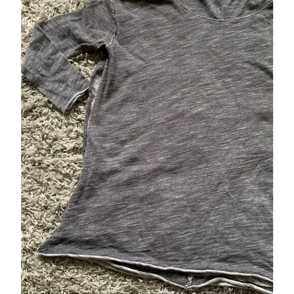 Free People Beach In A Hurry Hoodie Gray hooded BOHO SHIRT TOP sz O/S - Picture 3 of 9